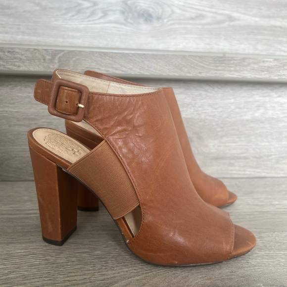 Vince Camuto Peep Toe Leather Booties - Brown - Size 7.5 - Picture 4 of 5